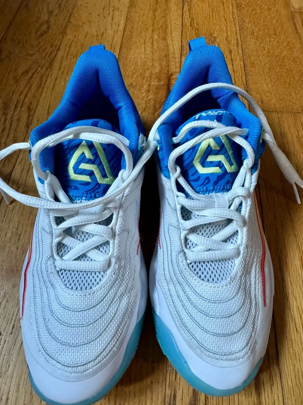 Kids Nike Giannis Blue and White basketball shoes